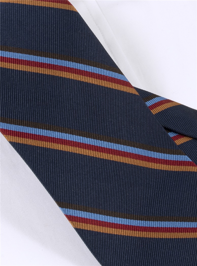 Silk Multi-Stripe Tie in Navy
