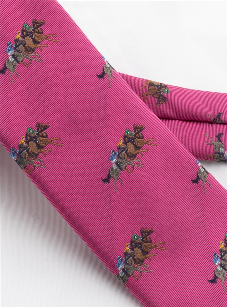 Silk Woven Equestrian Tie in Geranium