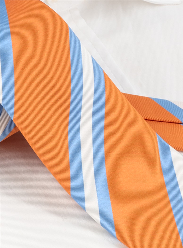 Silk Striped Tie in Tangerine