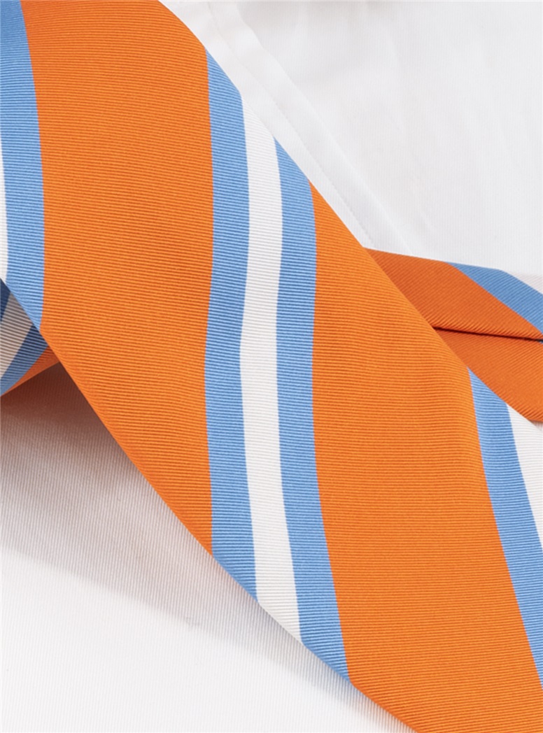 Silk Striped Tie in Tangerine