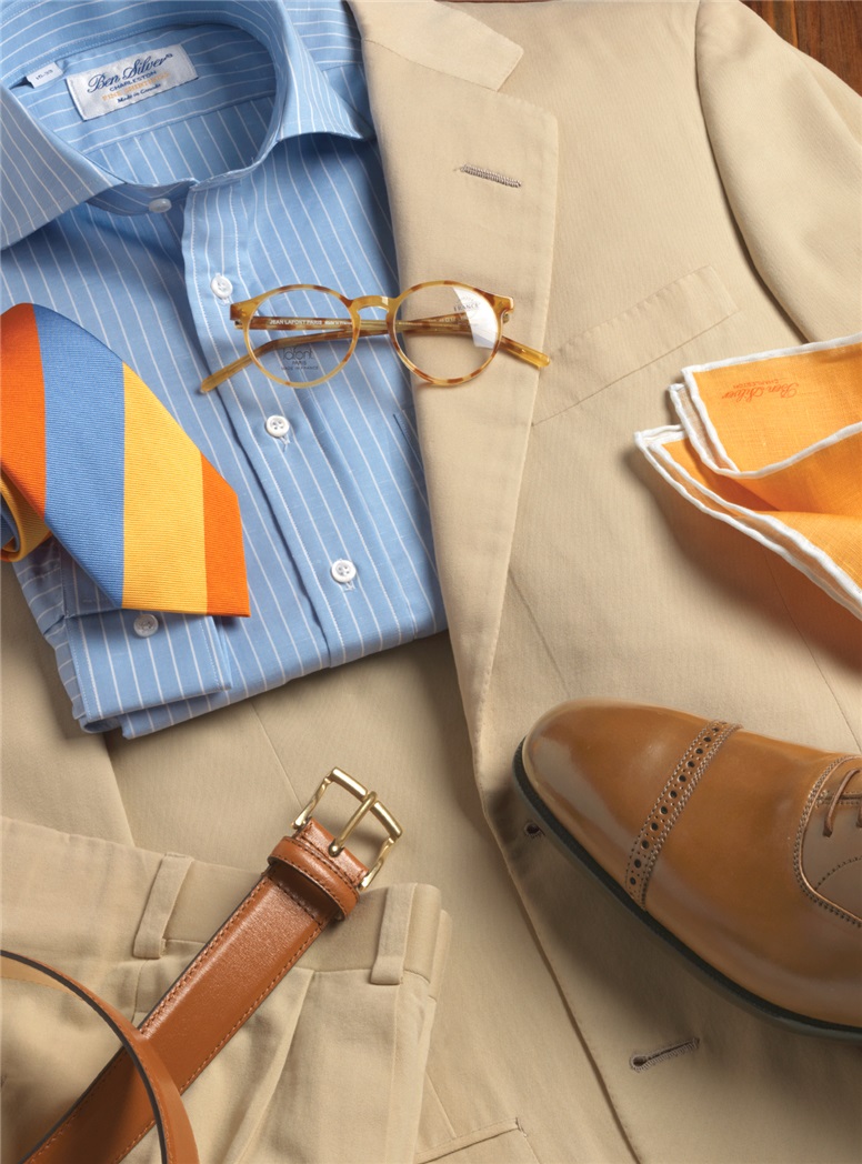 Cotton & Cashmere Suit in Tan