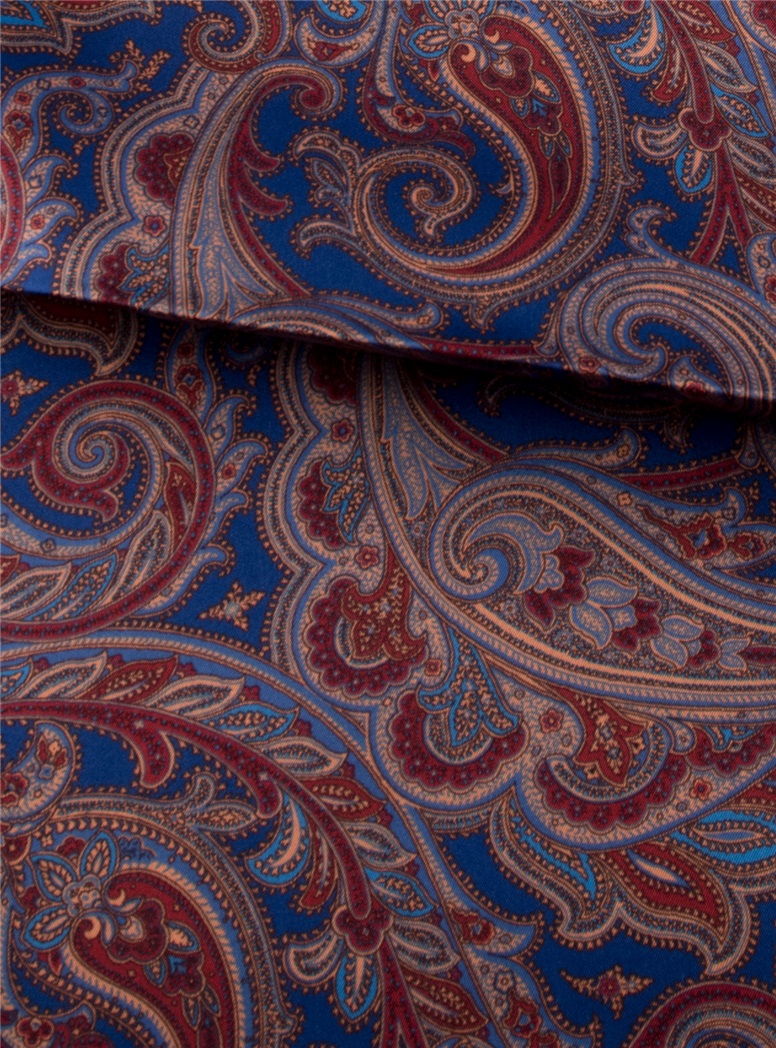 Ladies Silk Paisley Scarf in Marine