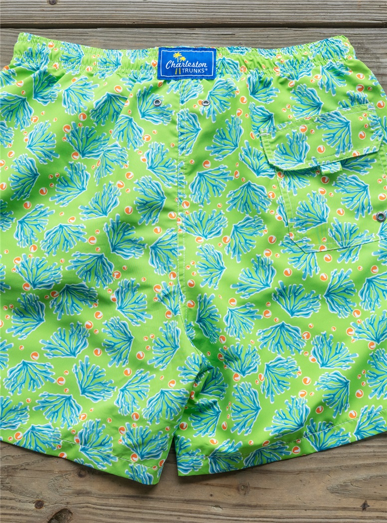 Sea Grass Print Trunks in Lime