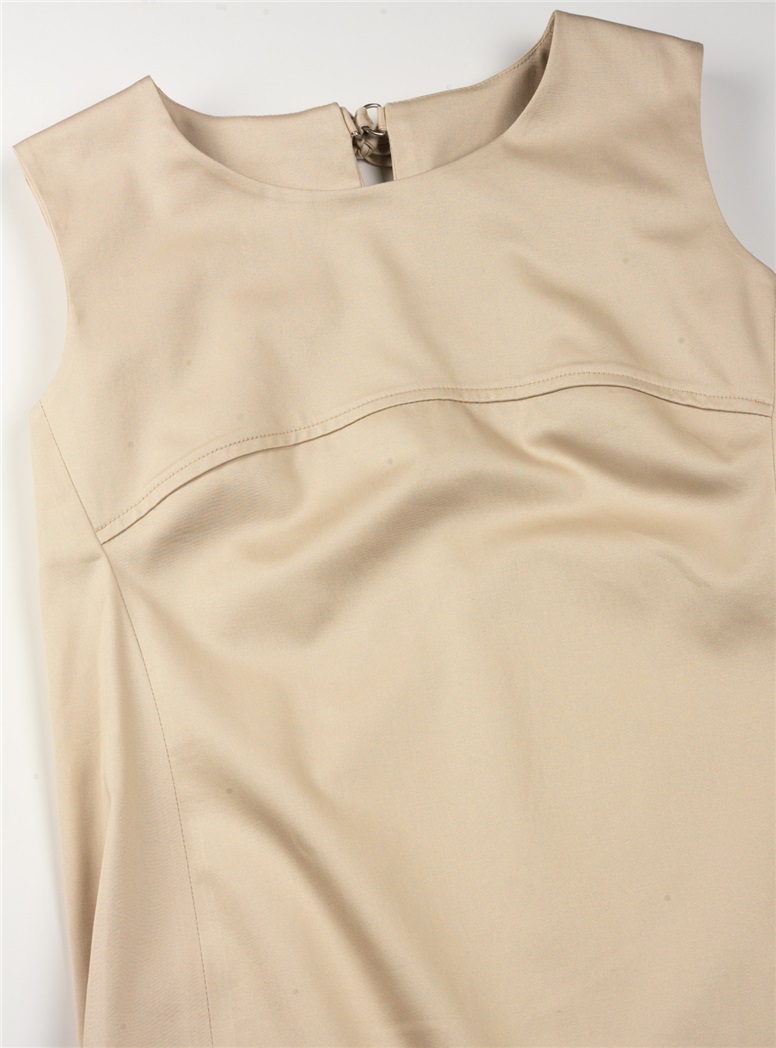 Ladies Poplin Shift Dress in Almond