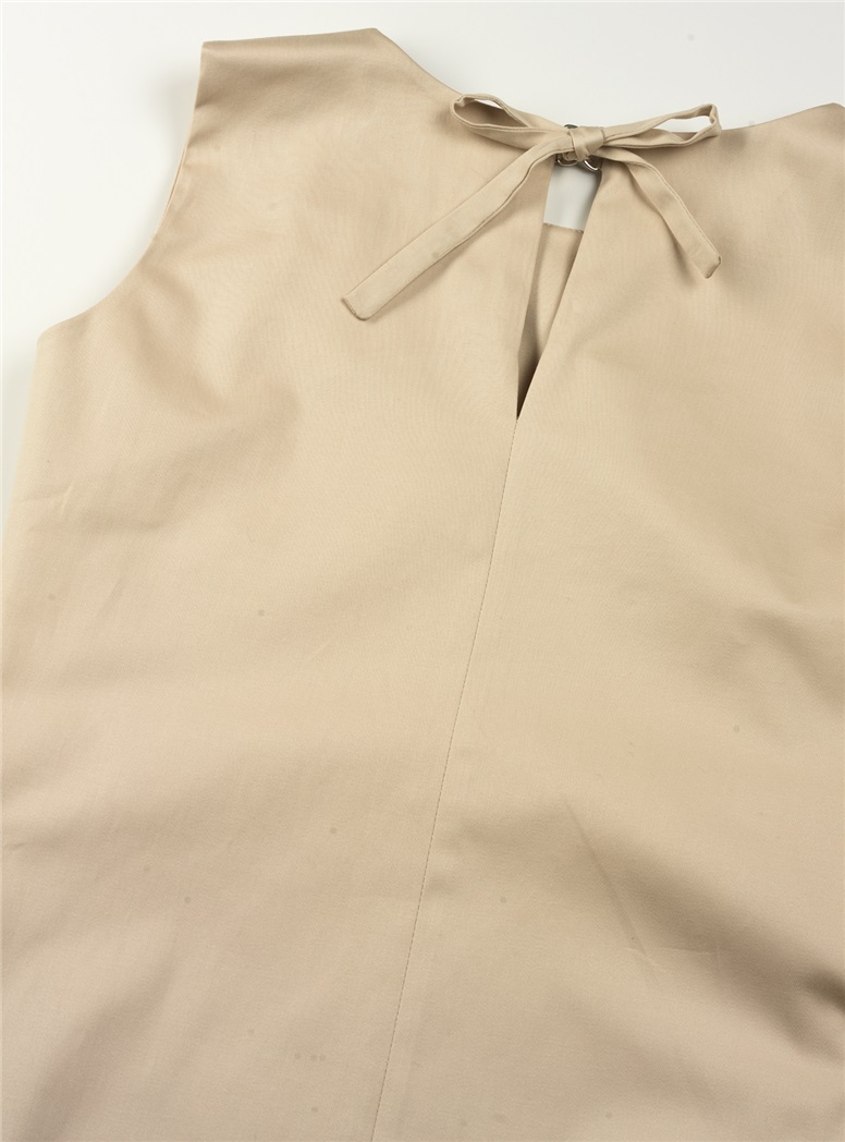 Ladies Poplin Shift Dress in Almond