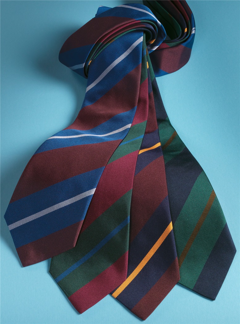 Silk Multi-Stripe Tie in Forest