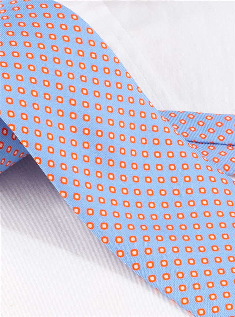 Printed Silk Tie in Powder Blue