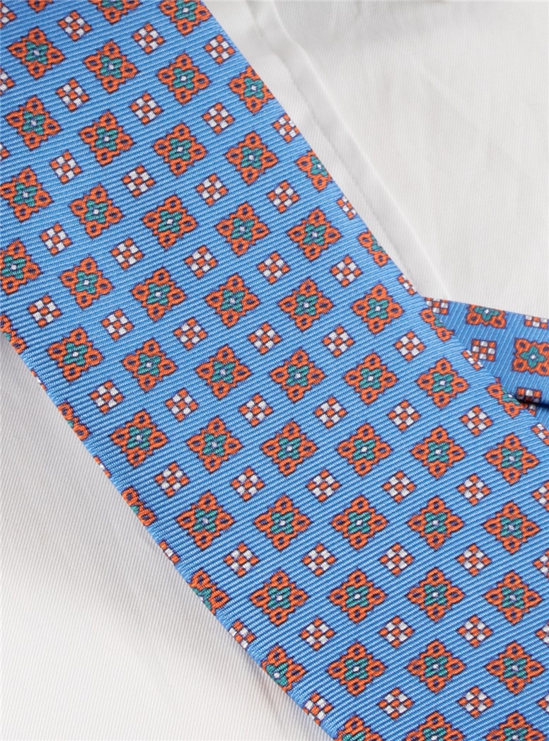 Silk Neat Printed Tie in Cornflower