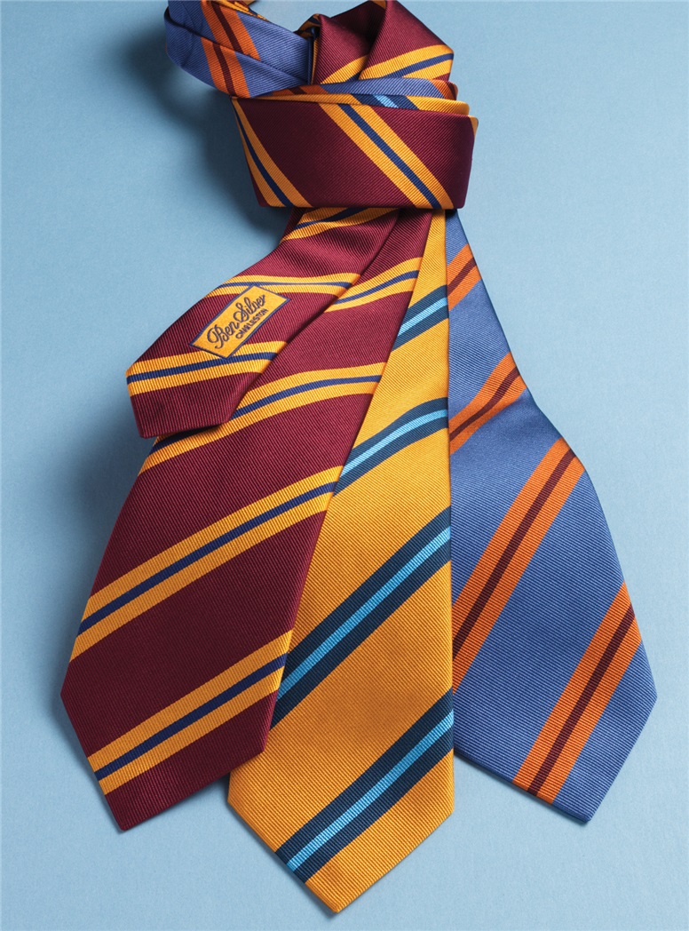 Silk Striped Tie in Burgundy