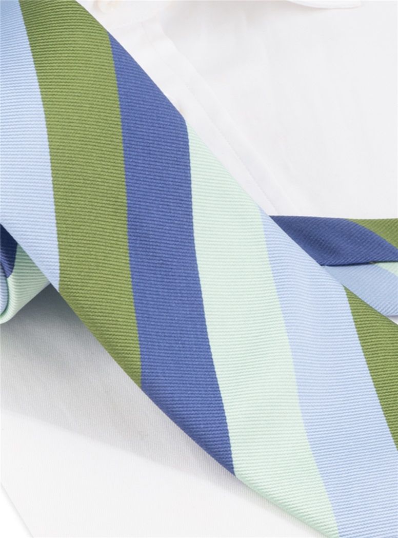 Silk Block Striped Tie in Mint