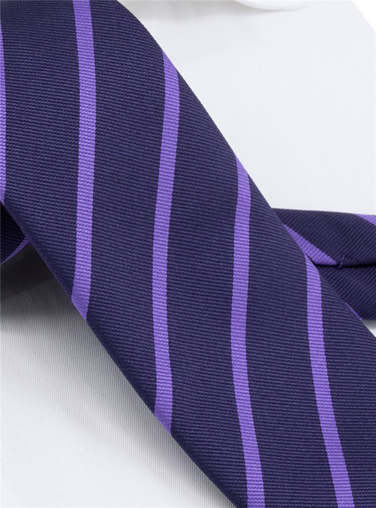 Silk Bar Striped Tie in Lilac