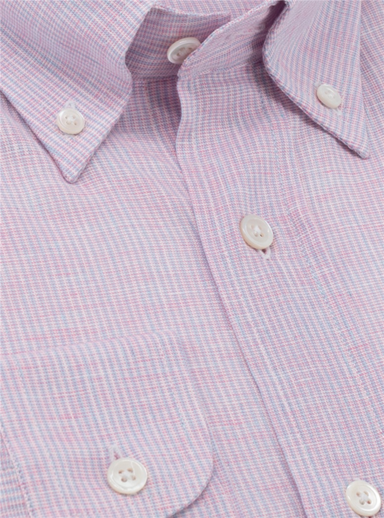 Rose and Sky Stripe Linen Button Down