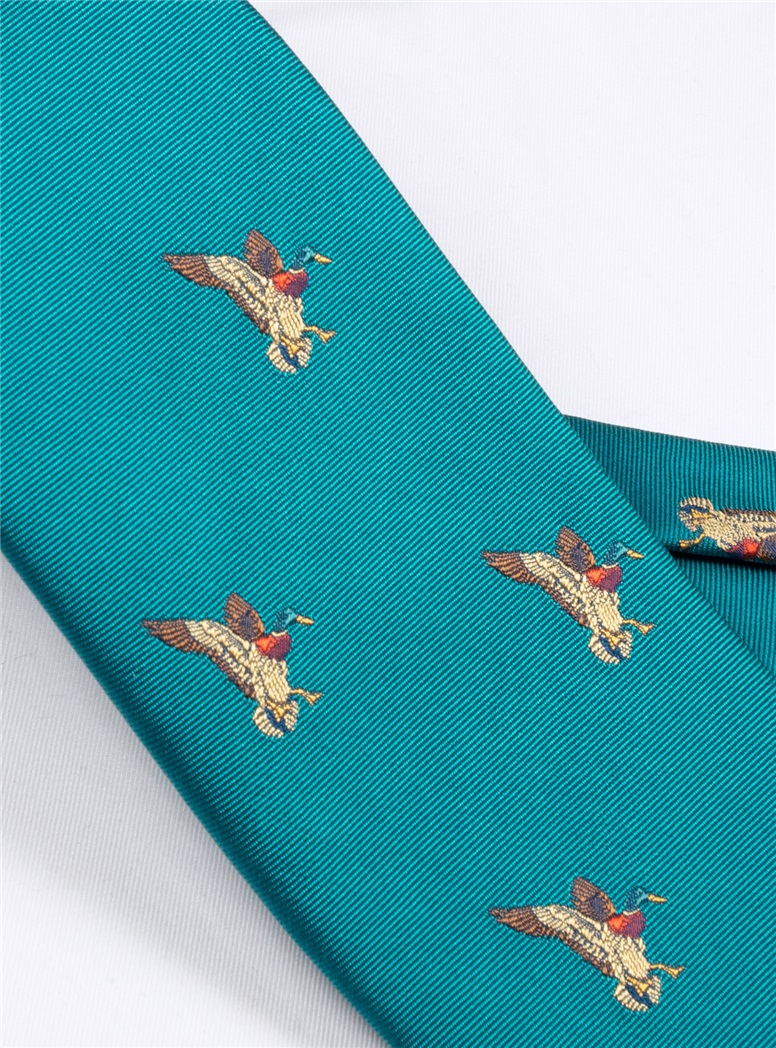 Silk Woven Mallard Tie in Teal