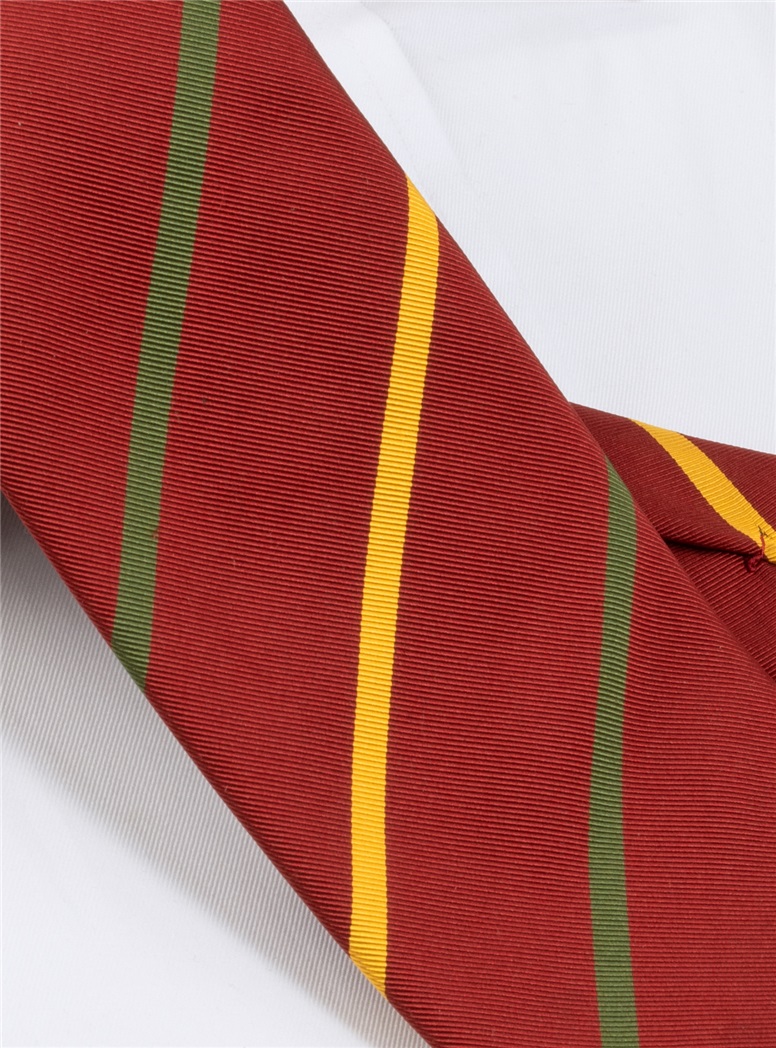 Mogador Double Bar Striped Tie in Ruby