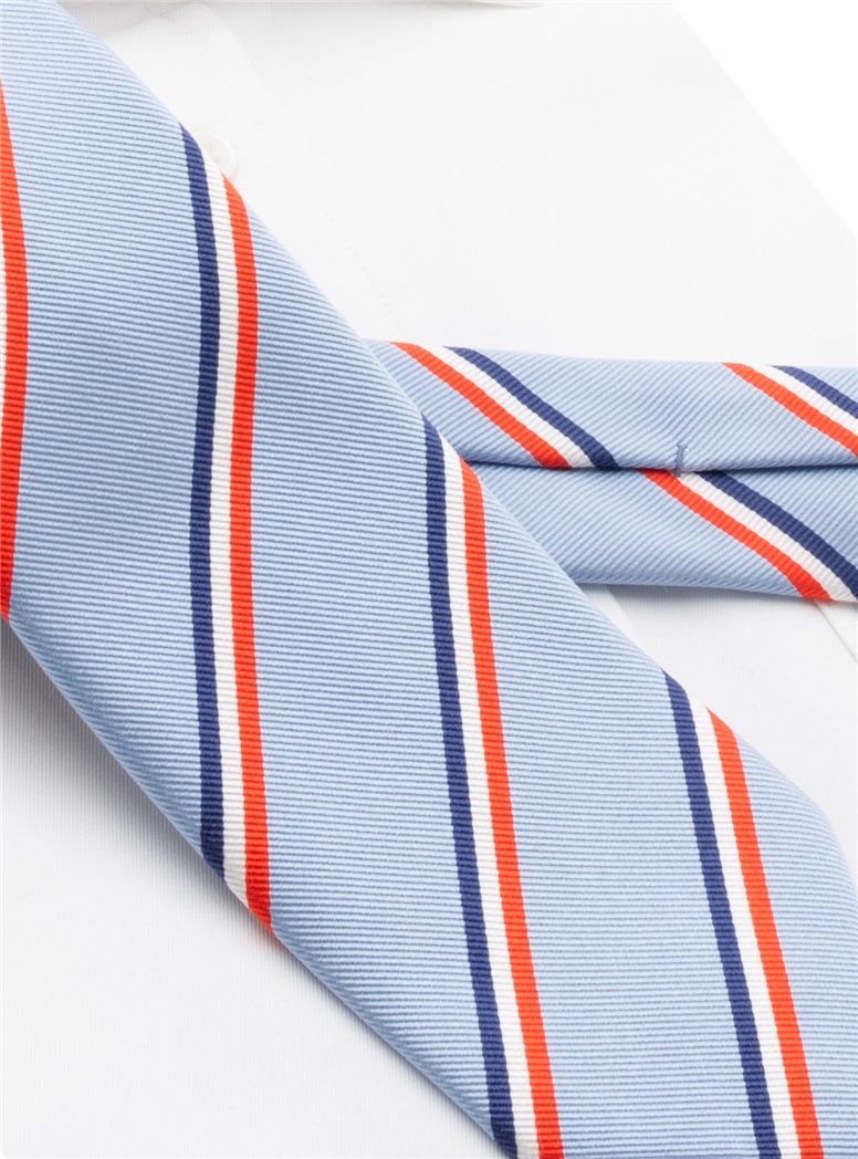 Silk Triple Striped Tie in Sky