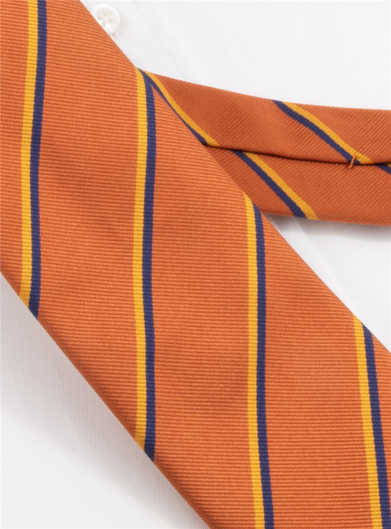 Silk Double Striped Tie in Copper