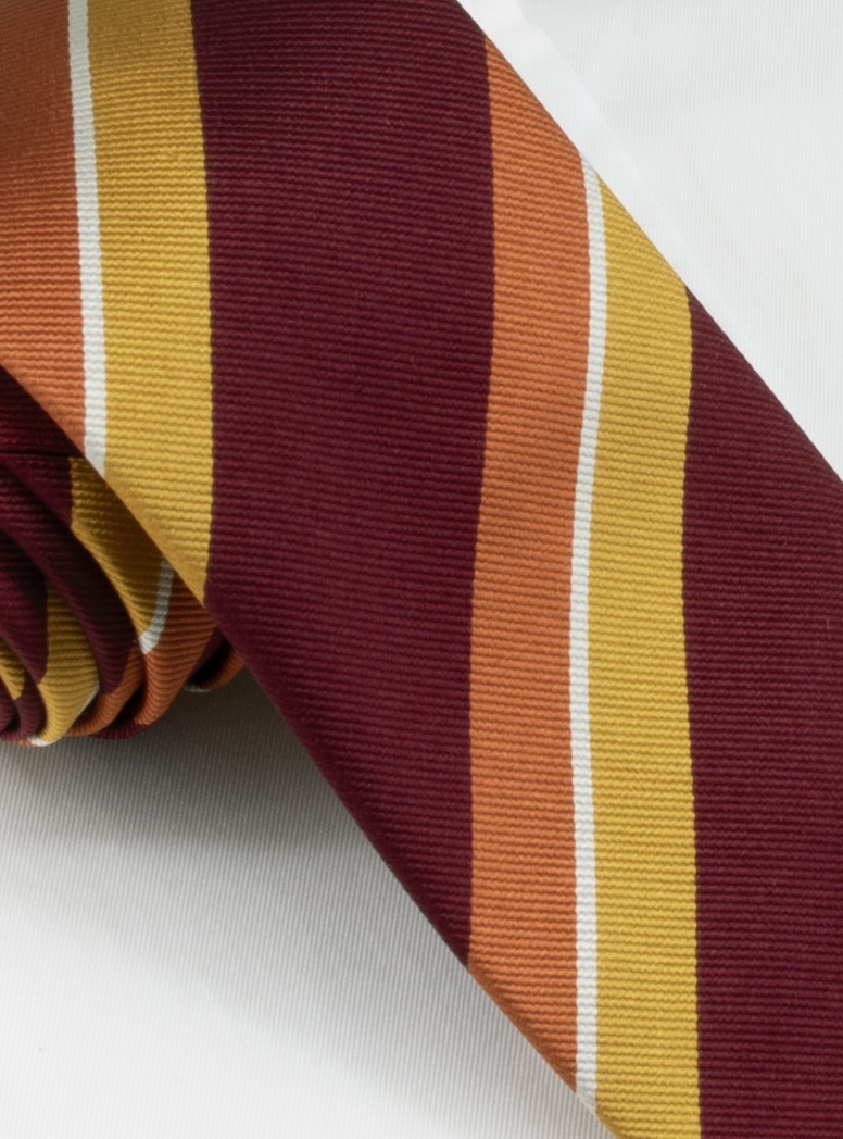 Silk Double Striped Tie in Wine