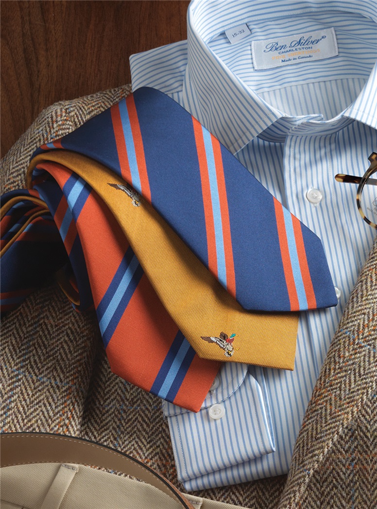 Silk Woven Duck Motif Tie in Canary