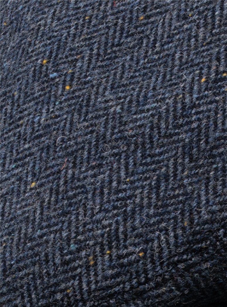 Blue Herringbone Wool Cap
