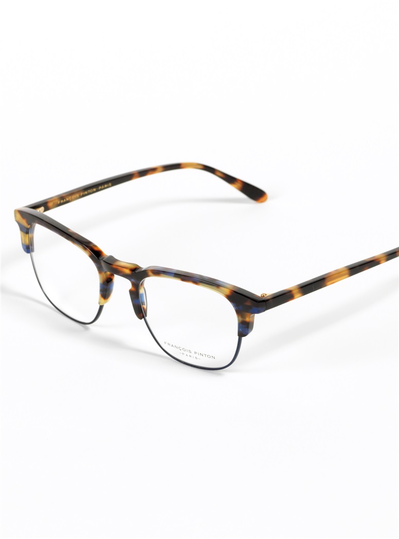 Traditional Brow Frame in Tortoise with Blue Rim