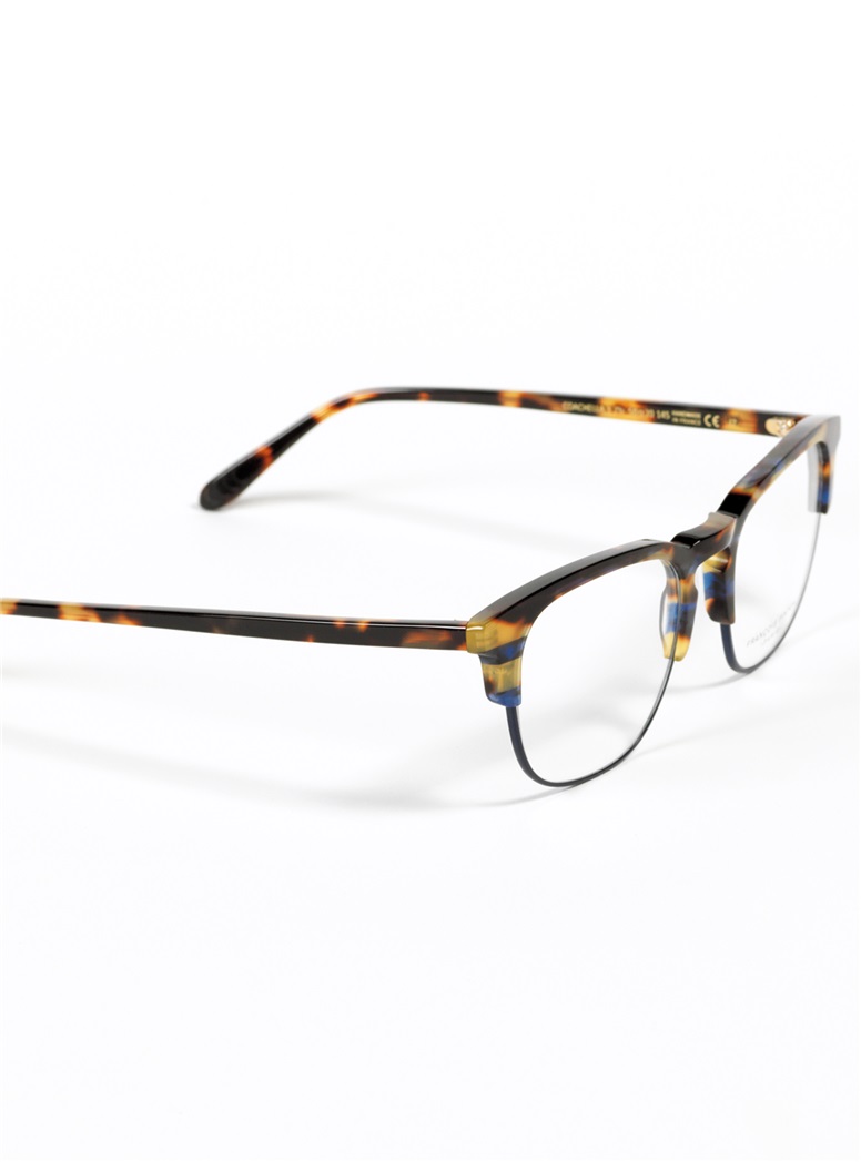 Traditional Brow Frame in Tortoise with Blue Rim