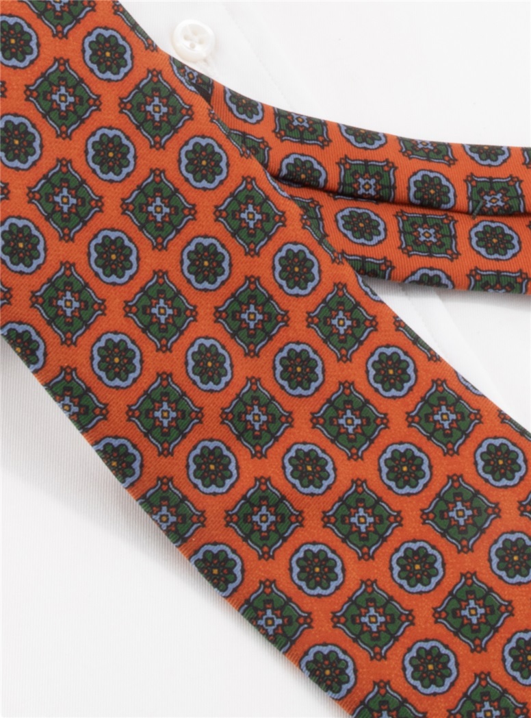 Madder Silk Printed Tie in Fire