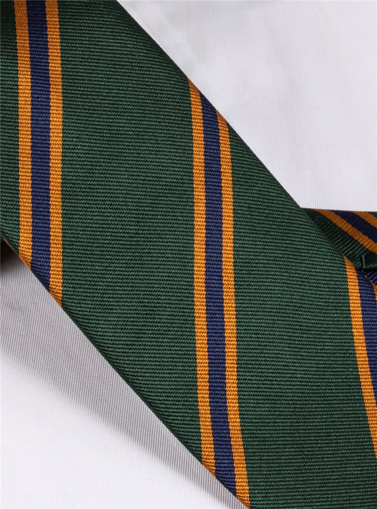 Silk Stripe Tie in Forest