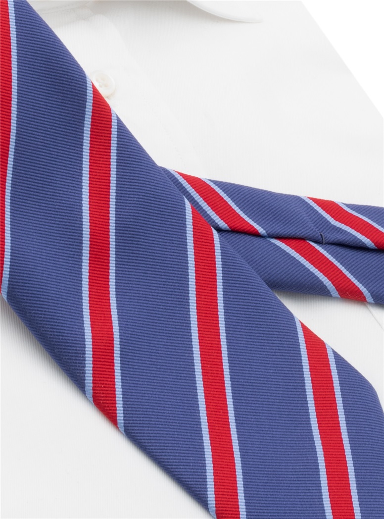 Silk Striped Tie in Royal Blue