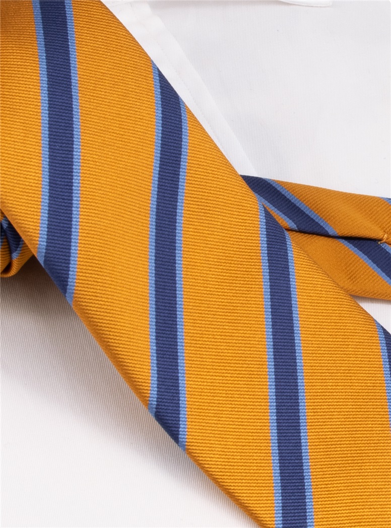 Silk Striped Tie in Amber