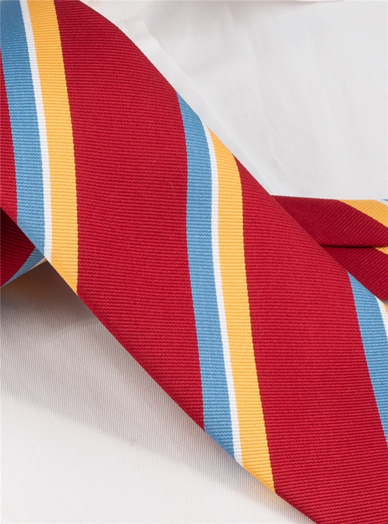 Silk Striped Tie in New Red