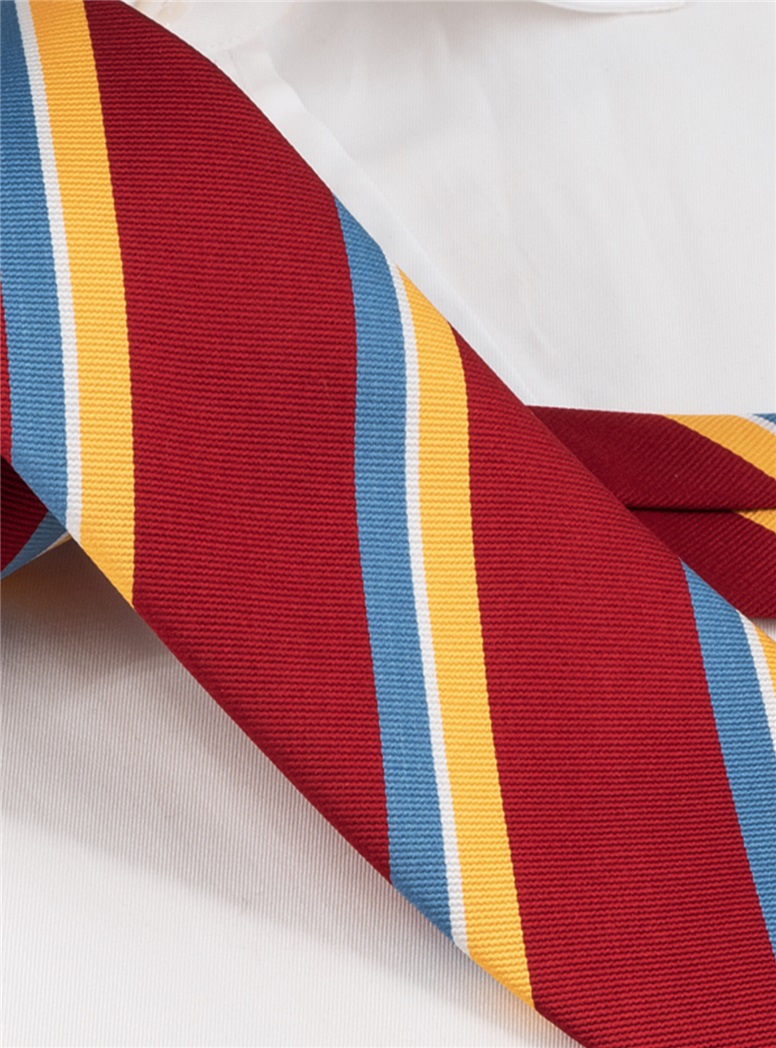 Silk Striped Tie in New Red