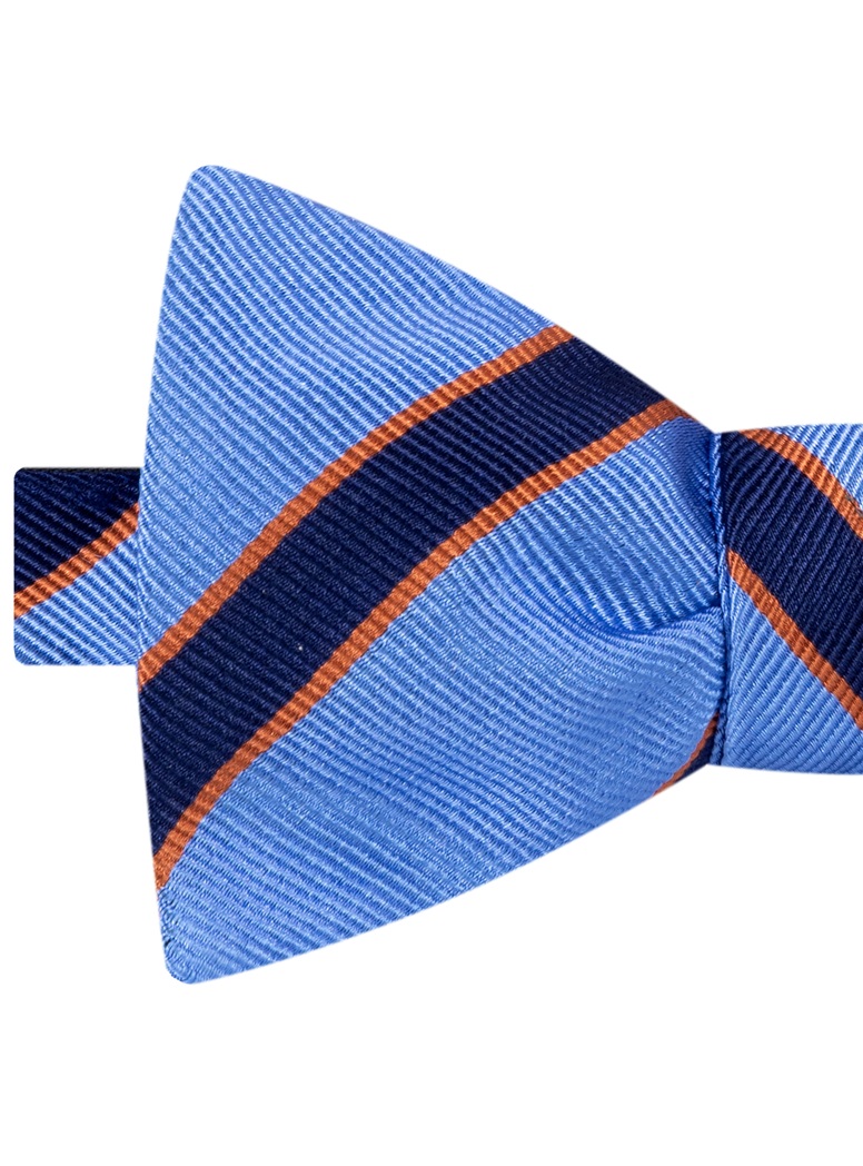 Silk Striped Bow Tie in Sky