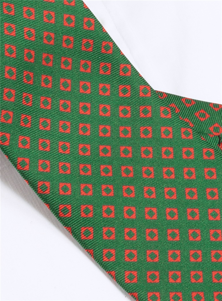 Silk Diamond Printed Tie in Green - The Ben Silver Collection