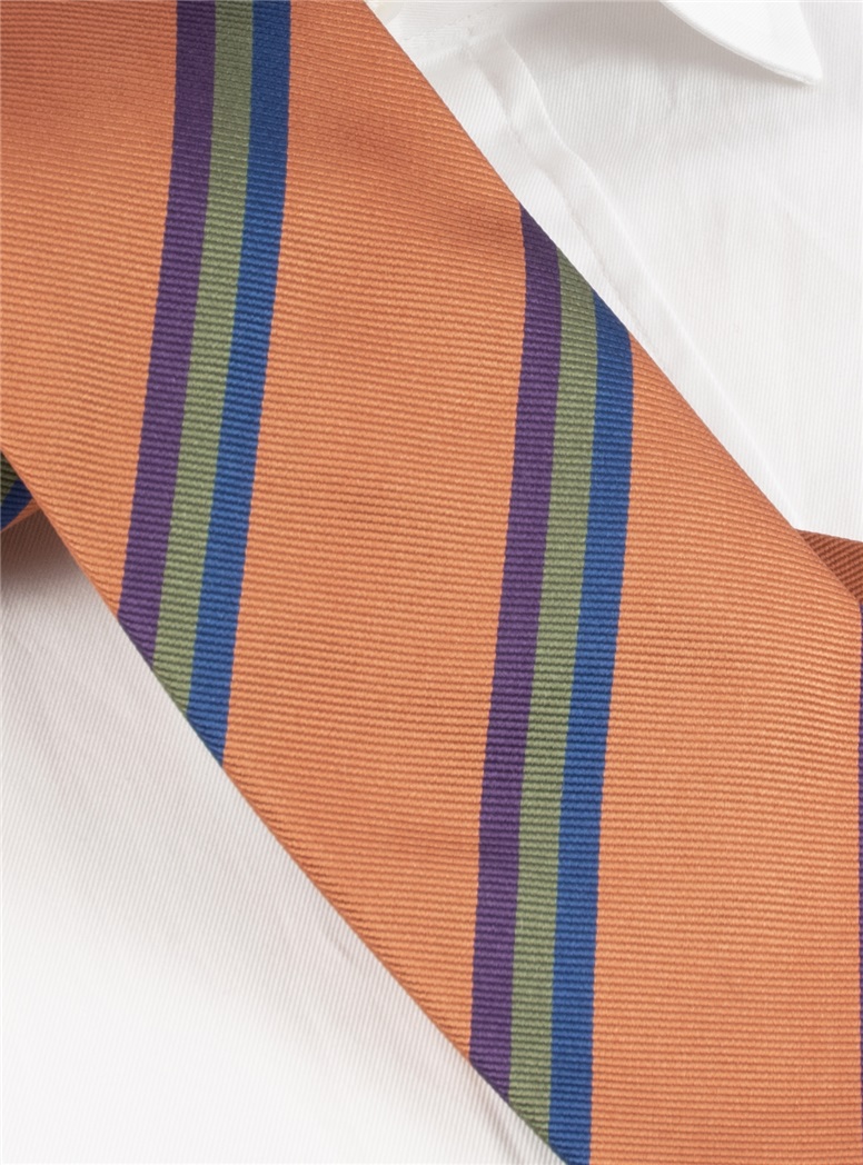 Silk Striped Tie in Apricot