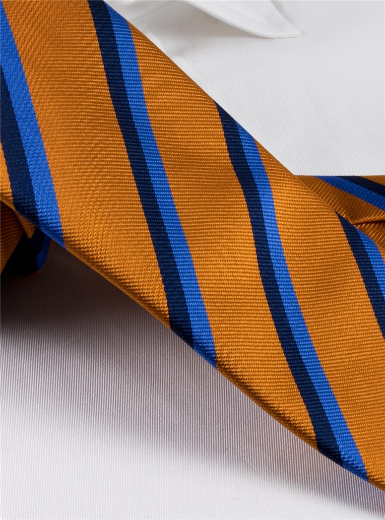 Silk Multi-Color Double Stripe Tie in Copper