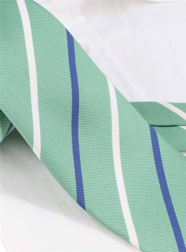 Silk Bar Striped Tie in Sage