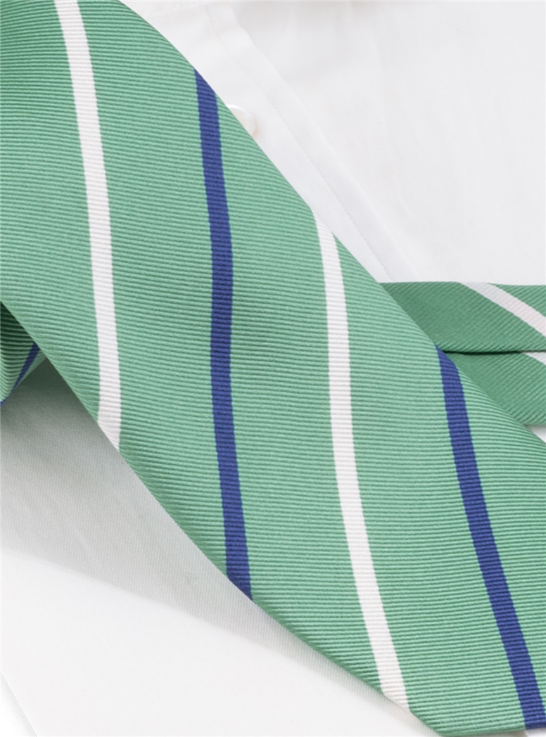 Silk Bar Striped Tie in Sage
