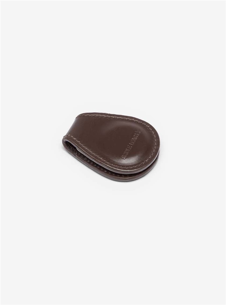 Leather Money Clip in Dark Brown