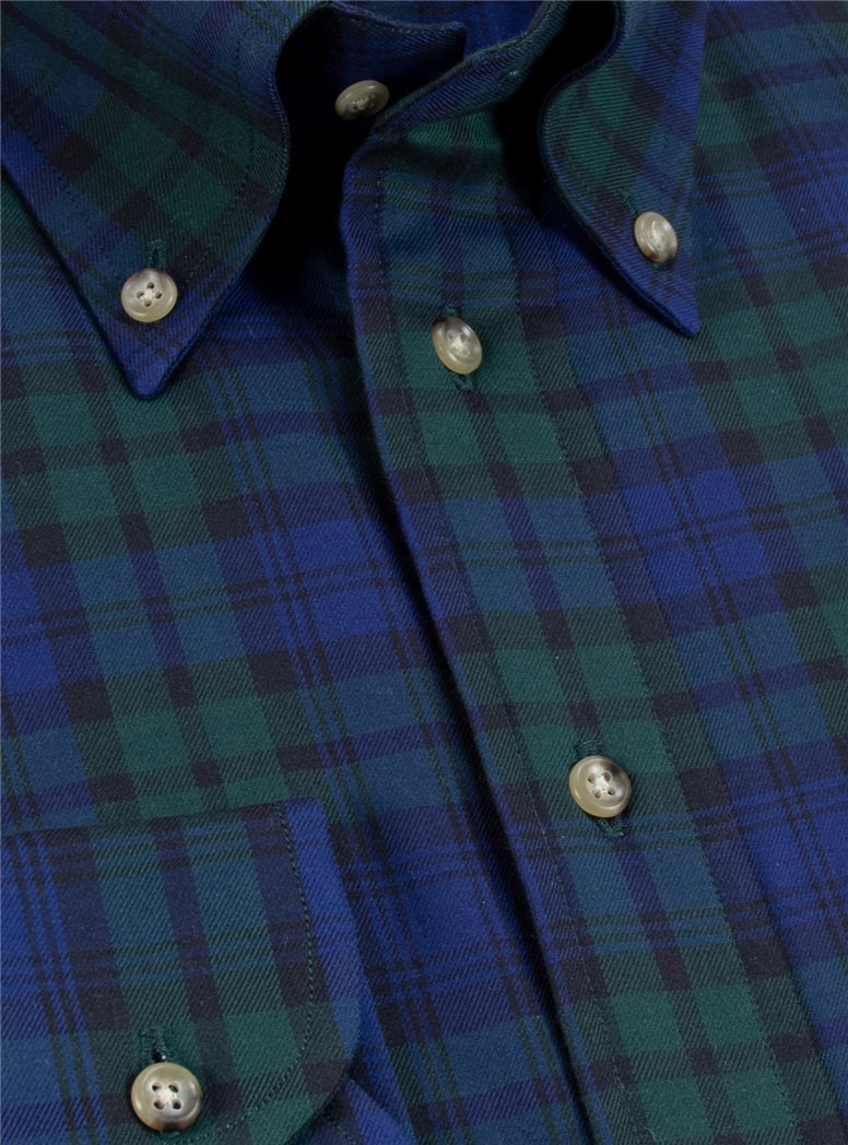 Brushed Cotton Black Watch Buttondown