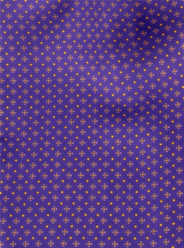 Silk Printed Neat Ascot in Eggplant