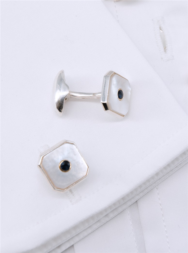 Mother of Pearl and Sapphire Cufflinks