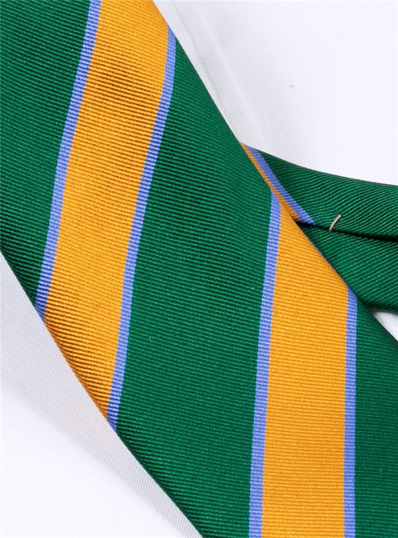 Silk Striped Tie in Forest and Marigold