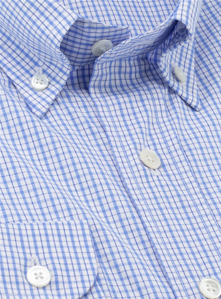 Sky and Navy Check Button Down