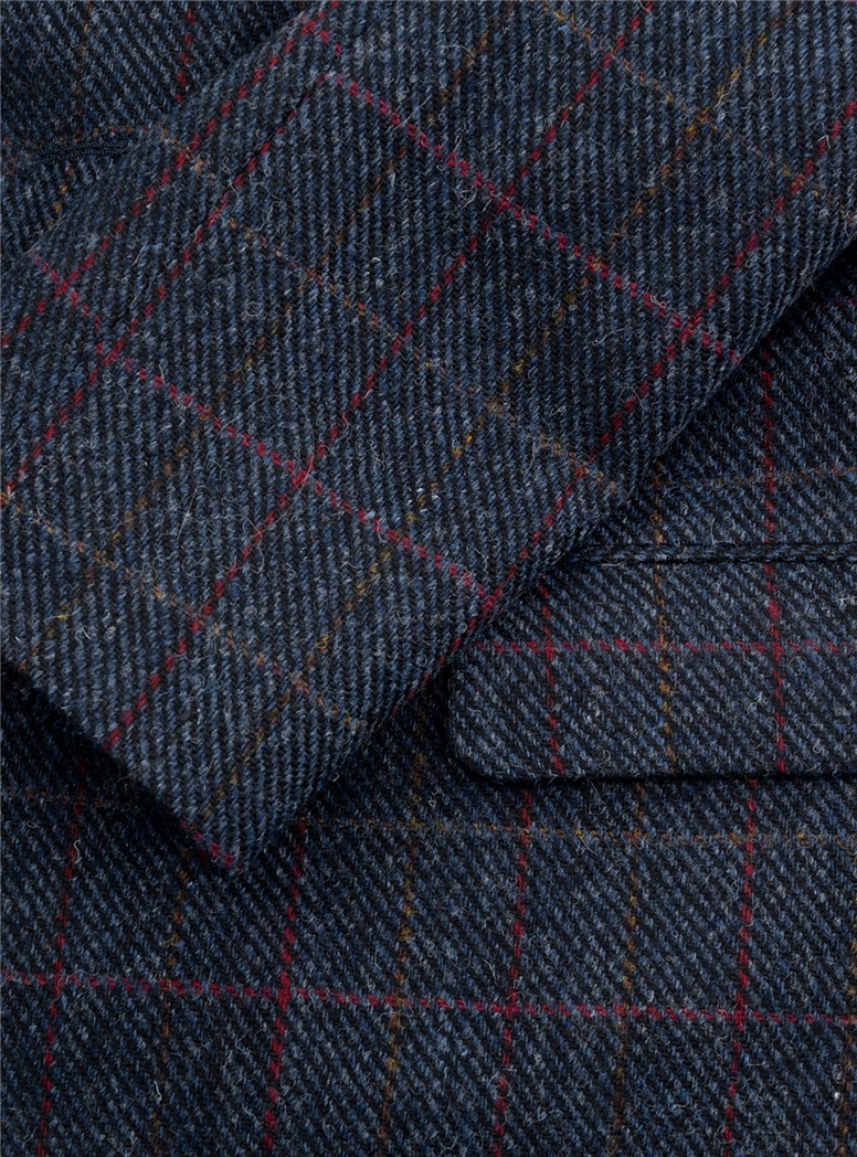 Tweed Sport Coat with Burgundy Overchecks