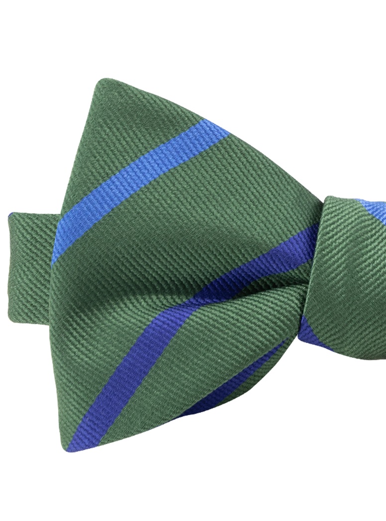 Silk Bar Striped Bow Tie in Forest