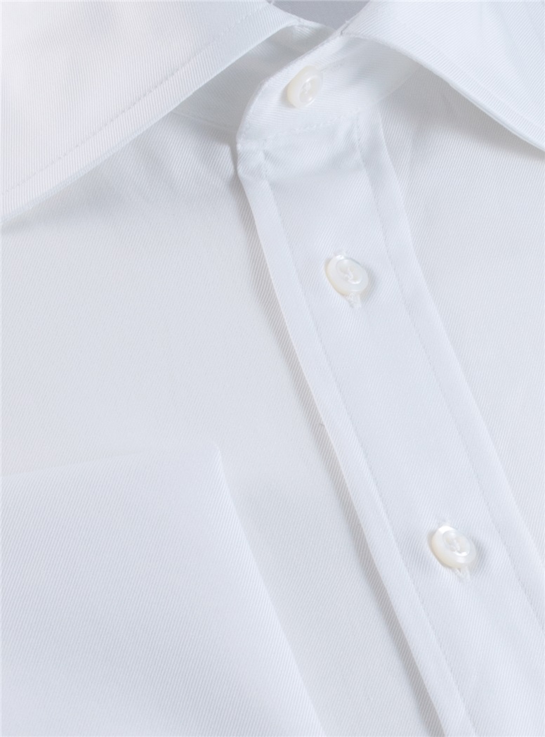White Broadcloth Spread Collar Shirt with a French Cuff
