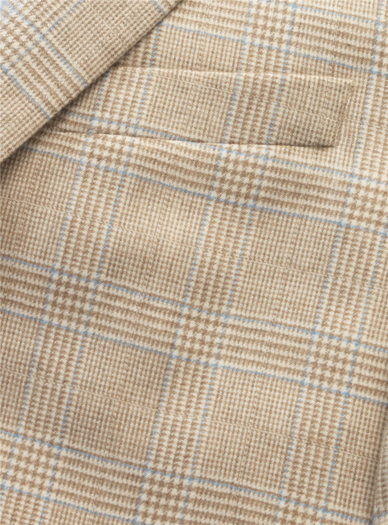 Sand Glen Plaid with Blue Cashmere Jacket