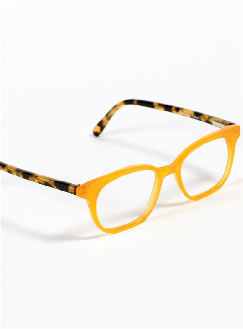 Slender Tip Frame in Orange with Tortoise Temples