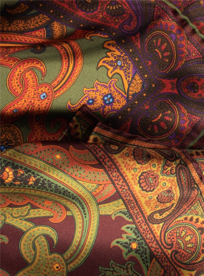 Silk Printed Paisley Pocket Squares