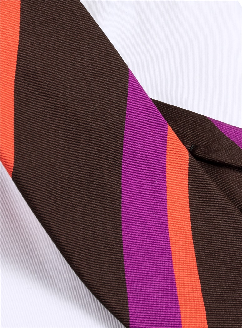 Silk Stripe Tie in Mocha